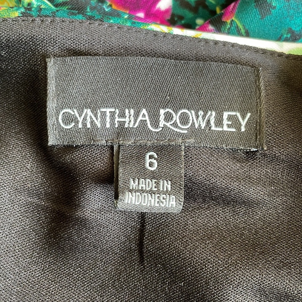 CYNTHIA ROWLEY SLEEVELESS FLORAL PRINT FIT N FLARE DRESS, GREEN, SZ 6 - Picture 11 of 12